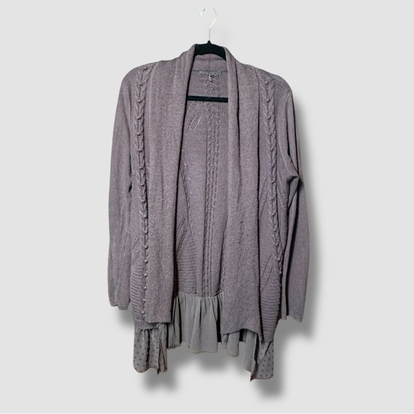 Anthropologie Knitted & Knotted Ismare Cabled Cardi Medium Romantic Long Line - Picture 2 of 13